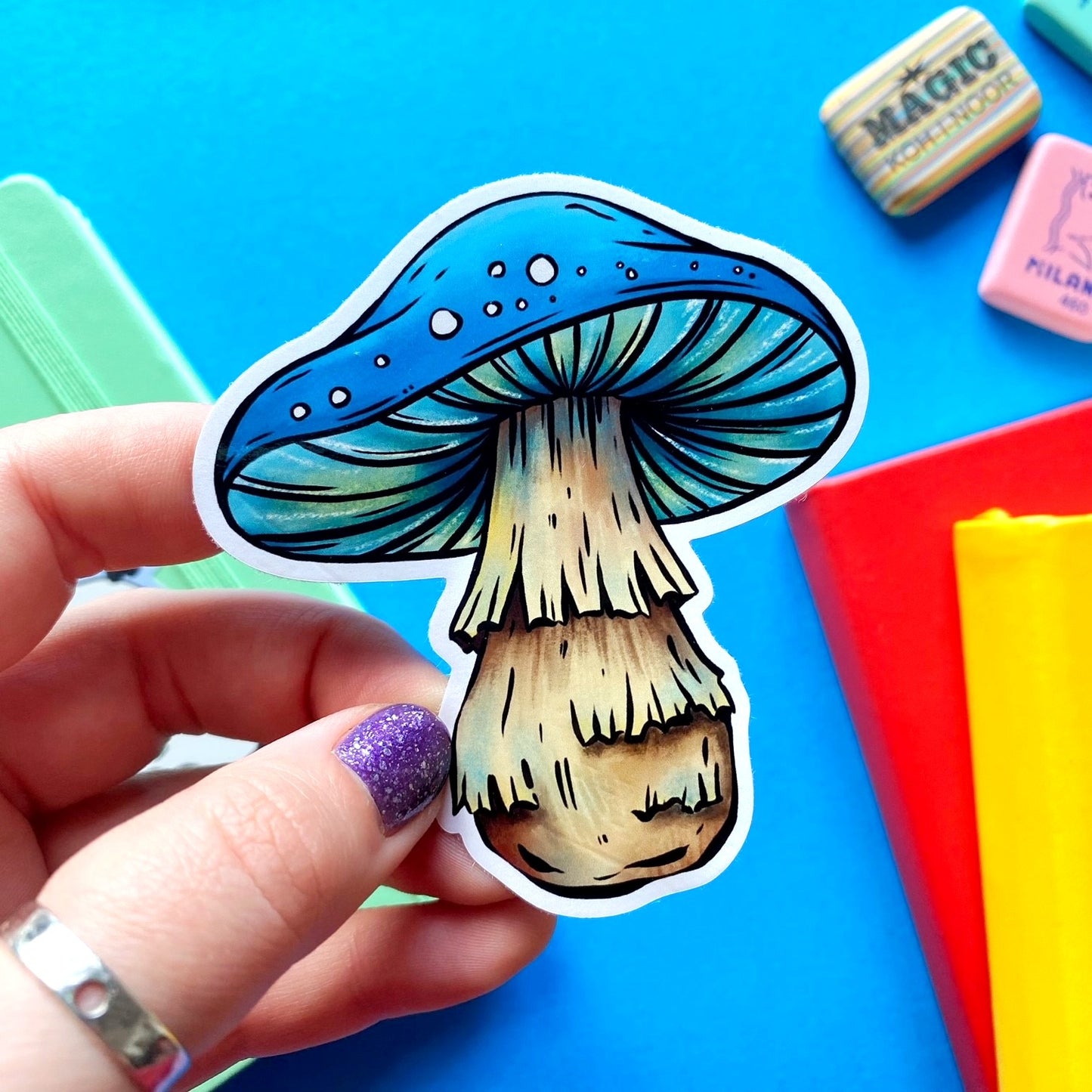 Blue Mushroom Vinyl Sticker