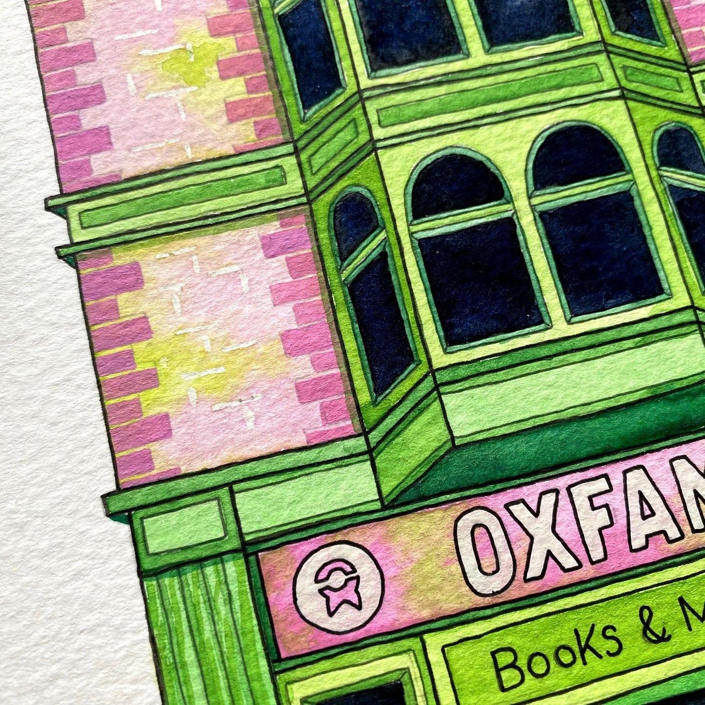 Oxfam Bookshop Watercolour Print