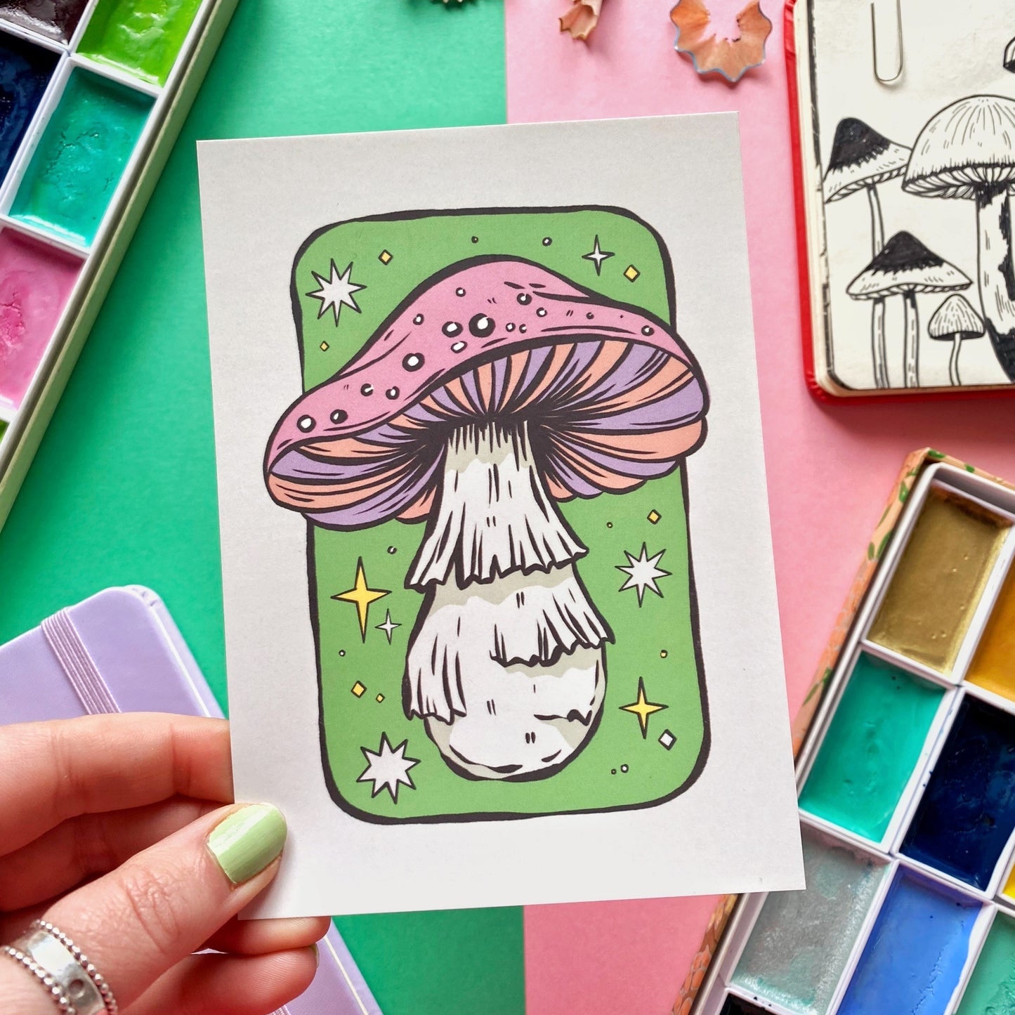 Pink Mushroom Postcard