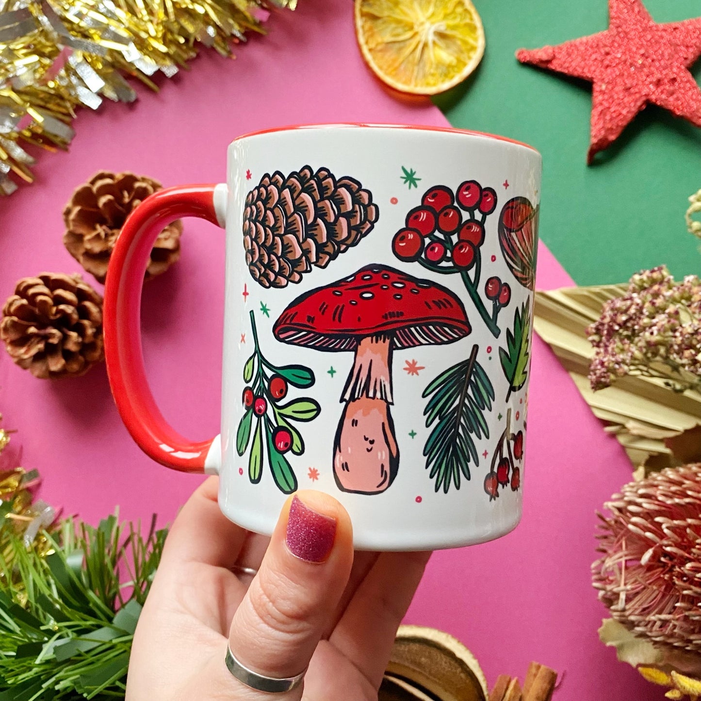 Christmas Mushrooms Mug