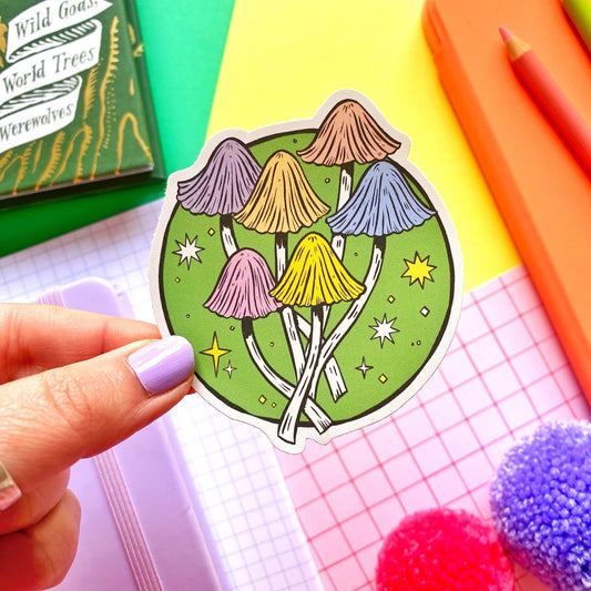 Pastel Rainbow Mushroom Sticker