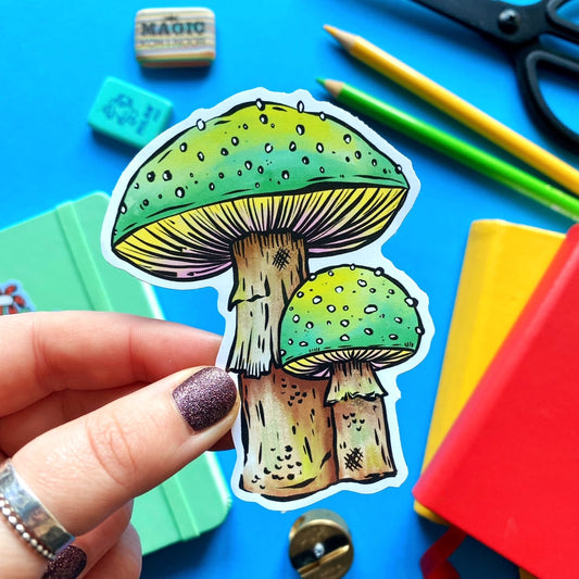 Green Mushroom Vinyl Sticker