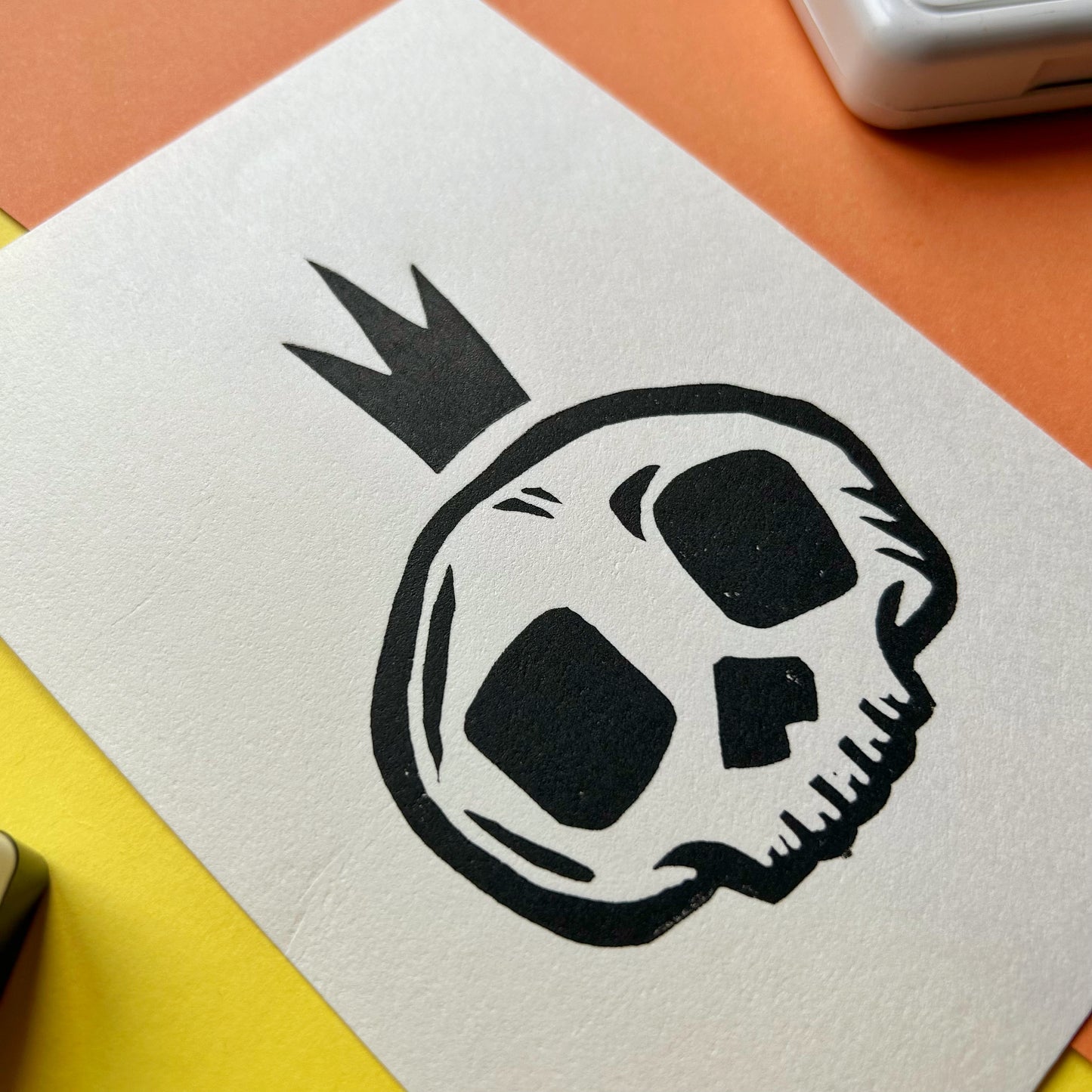 Skull King Mini Lino Print
