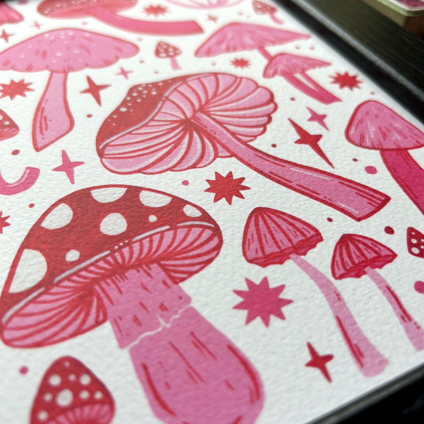 Pink and Red Mushroom Print