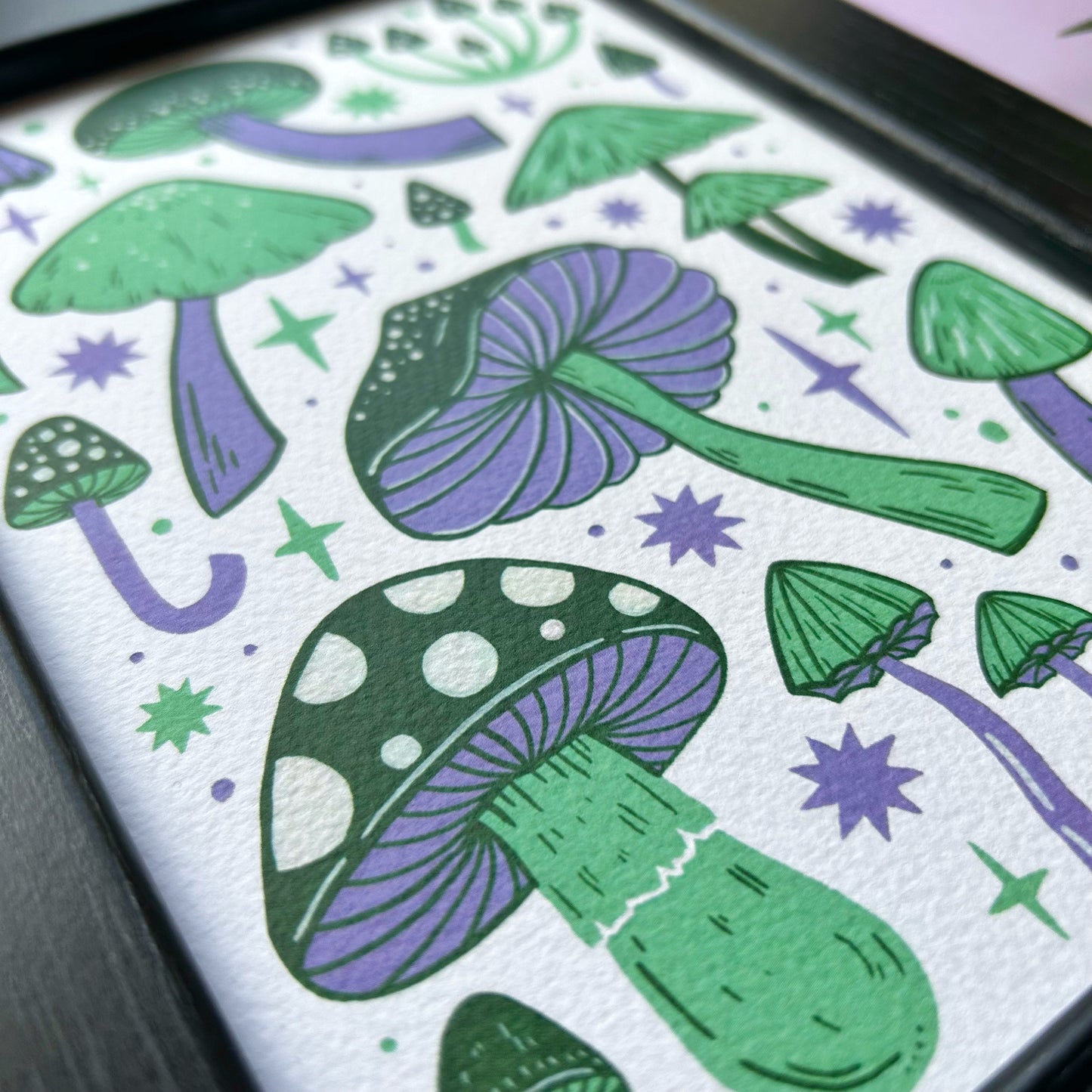 Mint and Lilac Mushroom Print